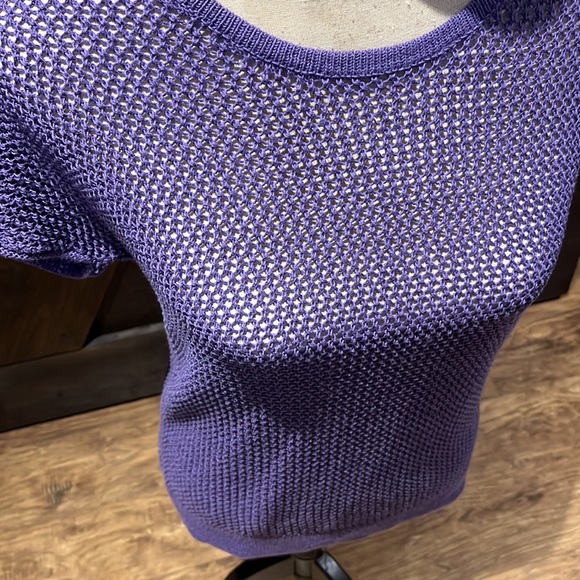 Chico’s purple knit style short sleeve top - Picture 2 of 8